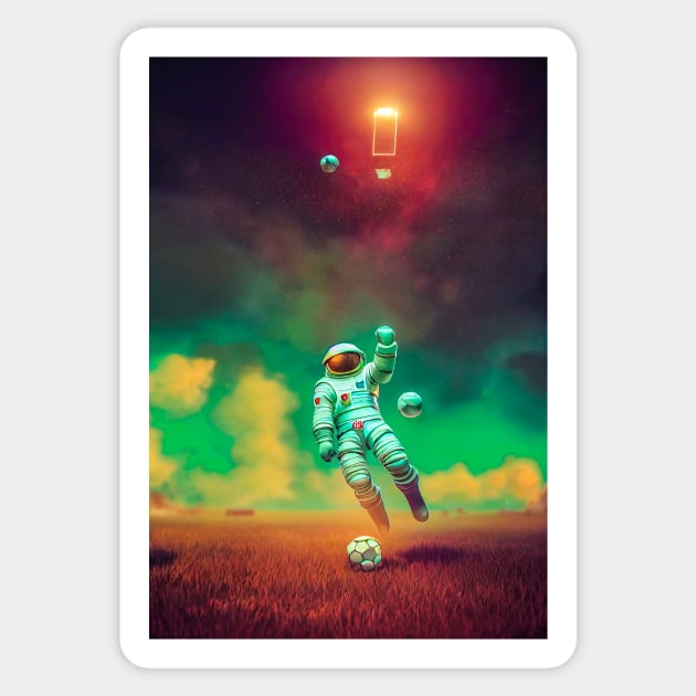 Astronaut play soccer football In space Sticker by MoEsam95